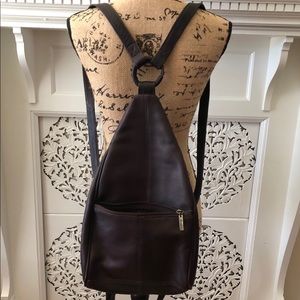 Vintage Graffeo leather backpack deep brown color